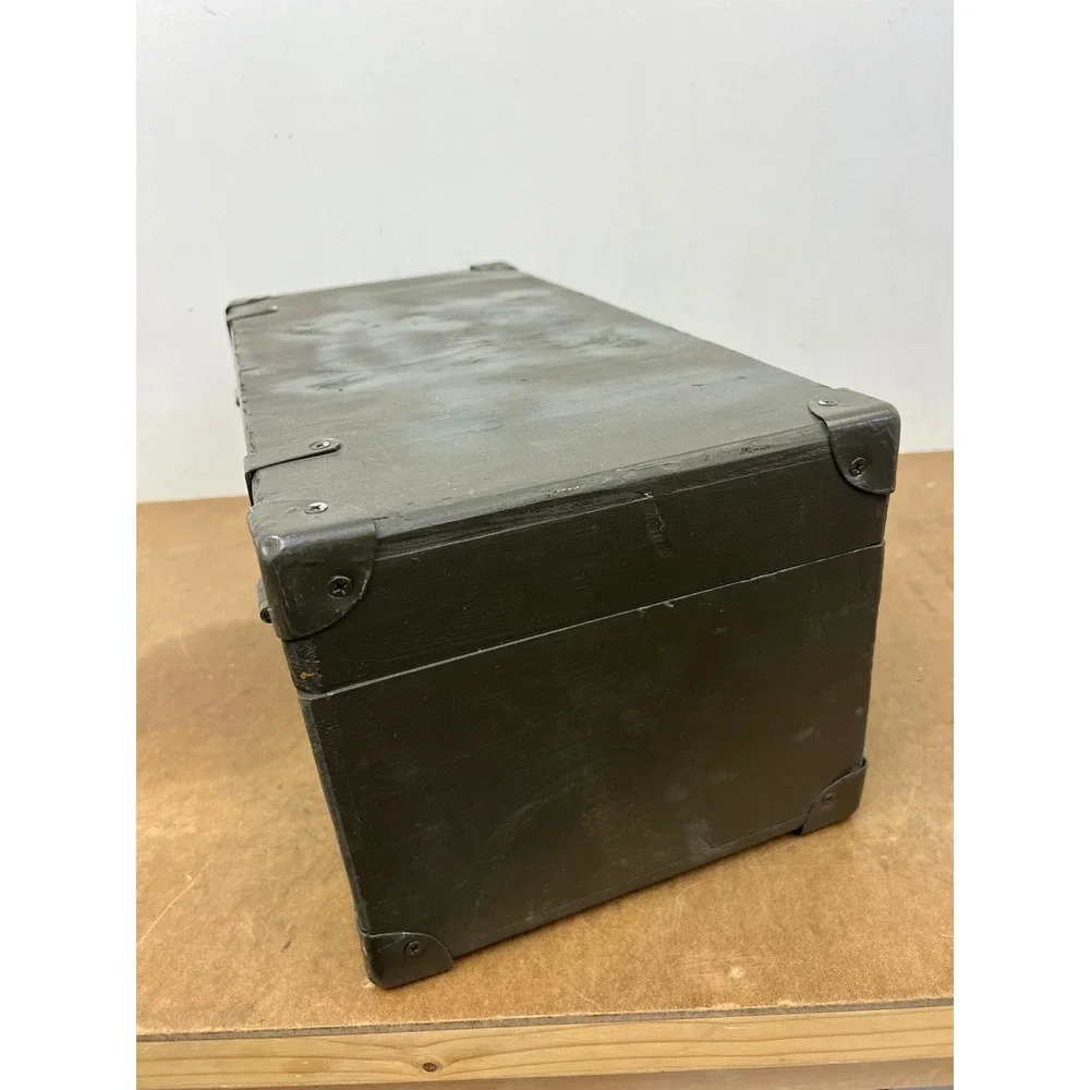 Vintage Military Wooden Chest Case OD Green Trunk Locking Tool Box Storage US